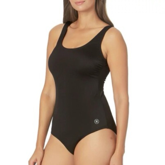 Hurley Ladies Full Coverage One Piece Swimsuit Black UPF - Picture 1 of 8